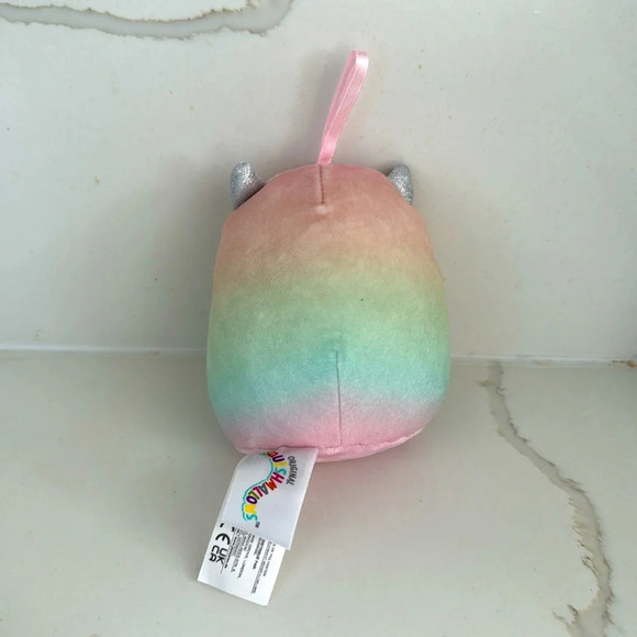 Squishmallow Kellytoy  “Yara” Rainbow Yeti Ornament 4" plush - Picture 2 of 3
